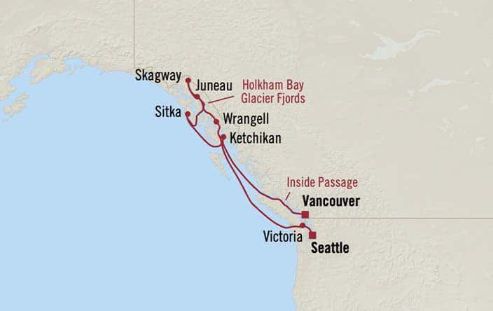 Itinerary Map for Oceania Riviera Cruises Voyage ID RVA270823