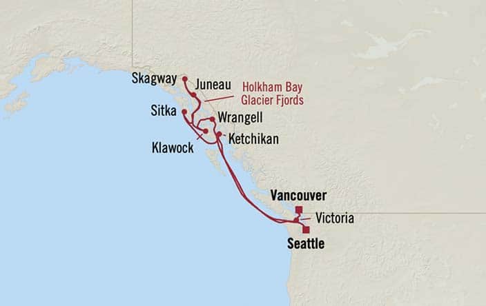 Itinerary Map for Oceania Riviera Cruises Voyage ID RVA270902