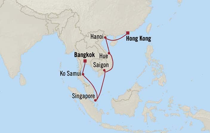 Itnerary Map for Oceania Cruises Sirena Voyage ID SIR260206
