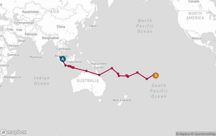 Itinerary Map for Oceania Cruises Sirena Voyage ID SIR260524A