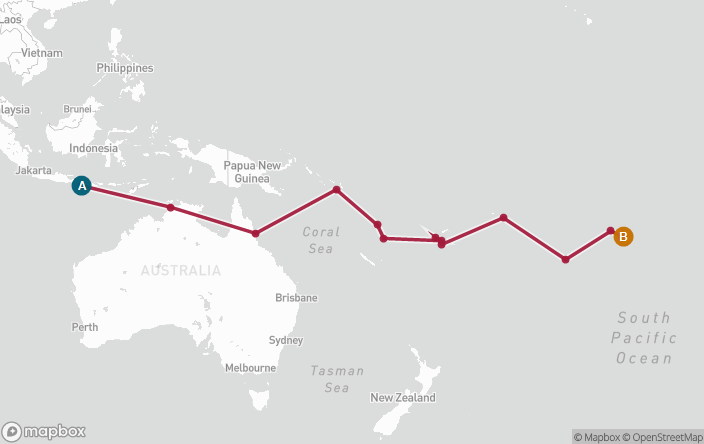 Itinerary Map for Oceania Cruises Sirena Voyage ID SIR260603