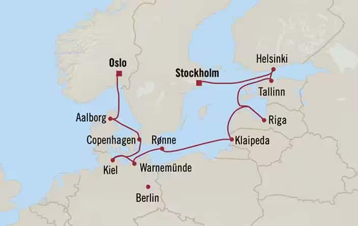 Itnerary Map for Oceania Cruises Sirena Voyage ID SIR260713