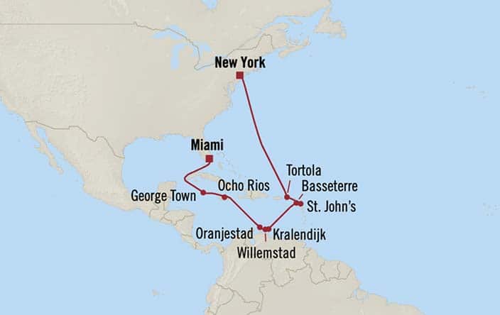 Itinerary Map for Oceania Cruises Sirena Voyage ID SIR271106