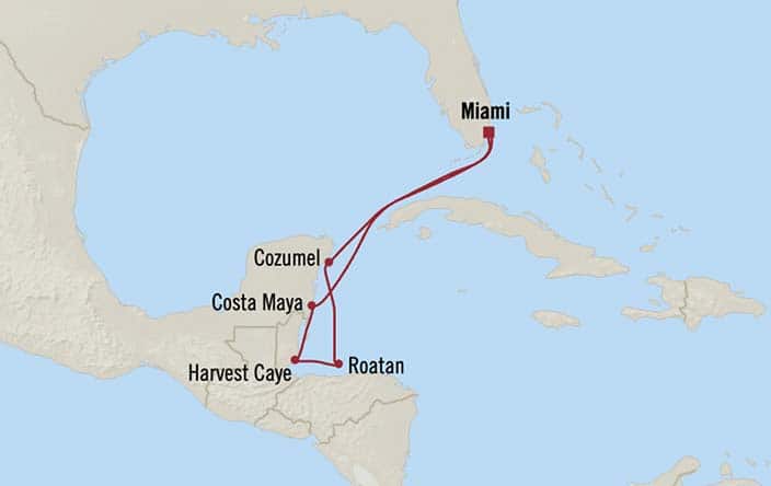 Itinerary Map for Oceania Cruises Sirena Voyage ID SIR71121