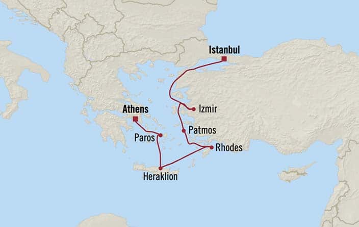 Oceania Cruises Sonata Itinerary Map for Oceania Cruises Voyage ID SON271014