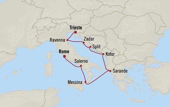 Oceania Cruises Sonata Itinerary Map for Oceania Cruises Voyage ID SON271031
