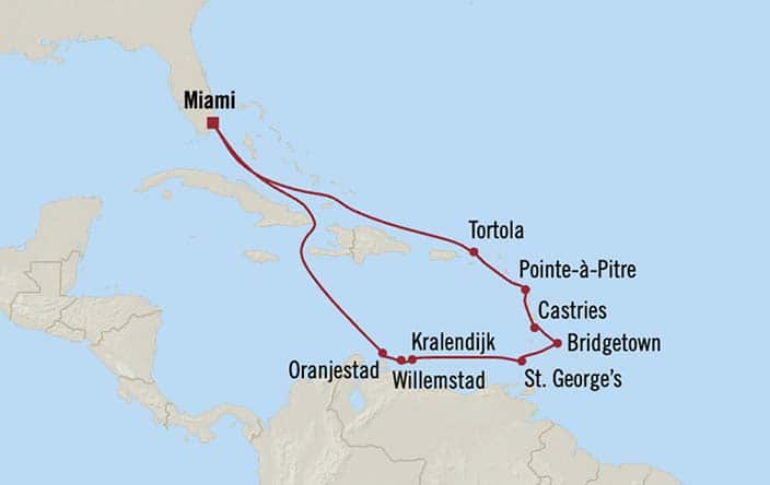 Oceania Cruises Sonata Itinerary Map for Oceania Cruises Voyage ID SON271206