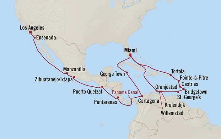 Oceania Cruises Sonata Itinerary Map for Oceania Cruises Voyage ID SON271206A