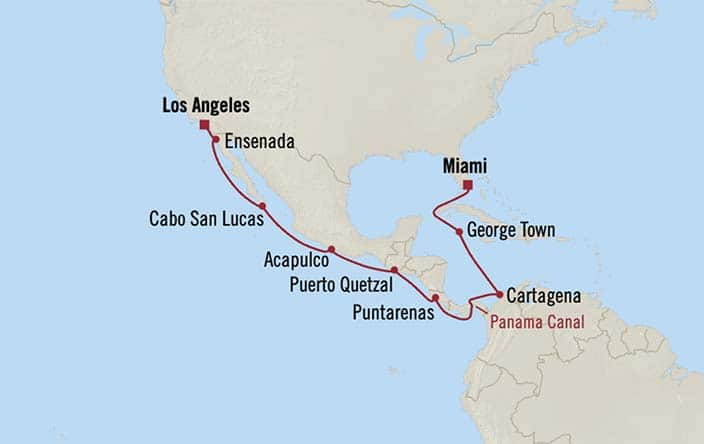 Oceania Cruises Sonata Itinerary Map for Oceania Cruises Voyage ID SON280106