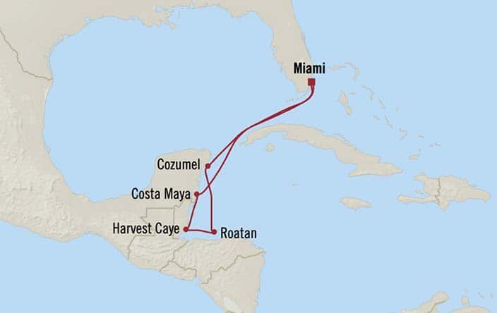 Oceania Cruises Sonata Itinerary Map for Oceania Cruises Voyage ID SON280212