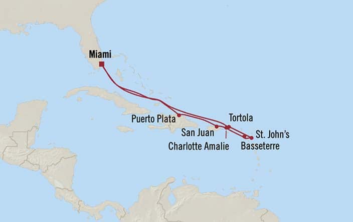 Oceania Cruises Sonata Itinerary Map for Oceania Cruises Voyage ID SON280301