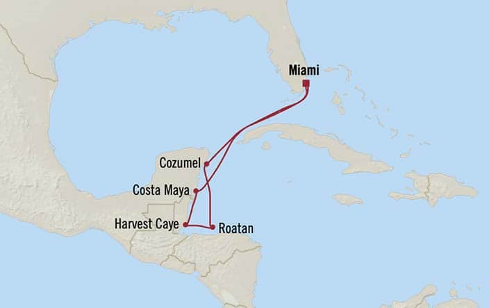 Oceania Cruises Sonata Itinerary Map for Oceania Cruises Voyage ID SON280311