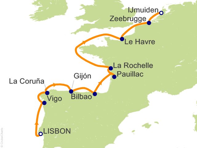 Oceania Sonata itinerary map for voyage SON280418