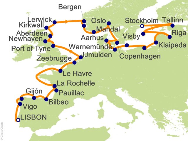 Oceania Sonata itinerary map for voyage SON280418B