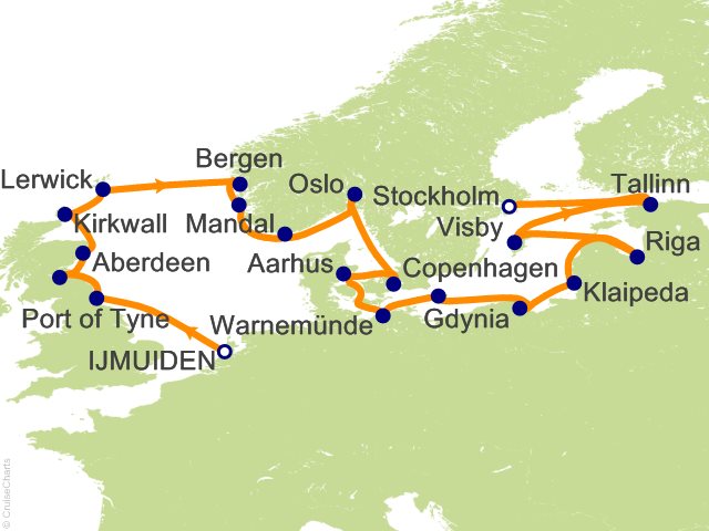 Oceania Sonata itinerary map for voyage SON280429A