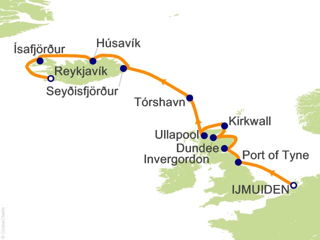Oceania Sonata itinerary map for voyage SON280601