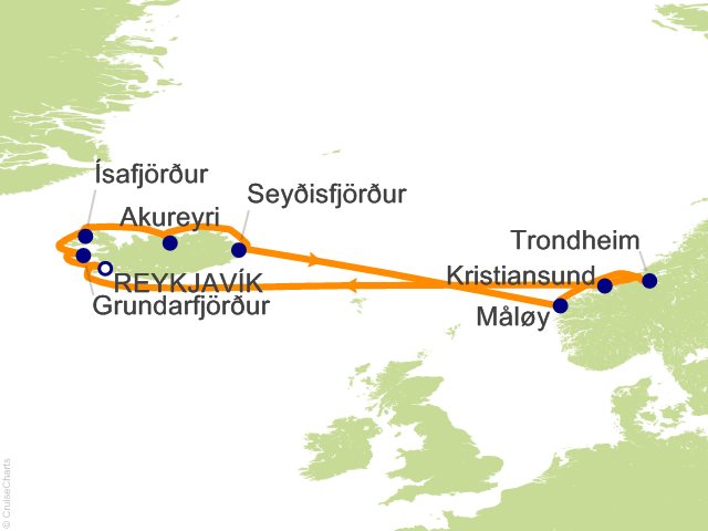 Oceania Sonata itinerary map for voyage SON280613