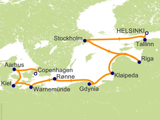 Oceania Sonata itinerary map for voyage SON280723