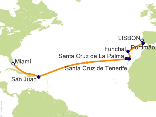 Oceania Sonata itinerary map for voyage SON281101