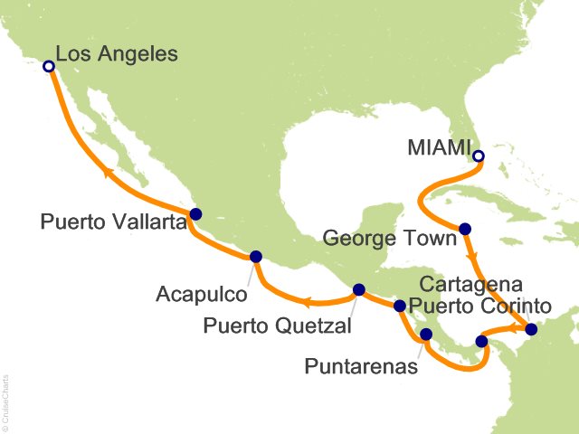 Oceania Sonata itinerary map for voyage SON281116