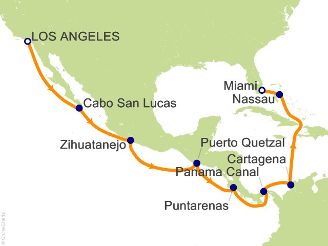 Oceania Sonata itinerary map for voyage SON281203