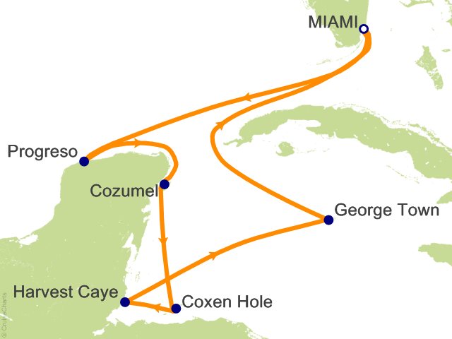 Oceania Sonata itinerary map for voyage SON281219