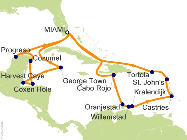 Oceania Sonata itinerary map for voyage SON281219A