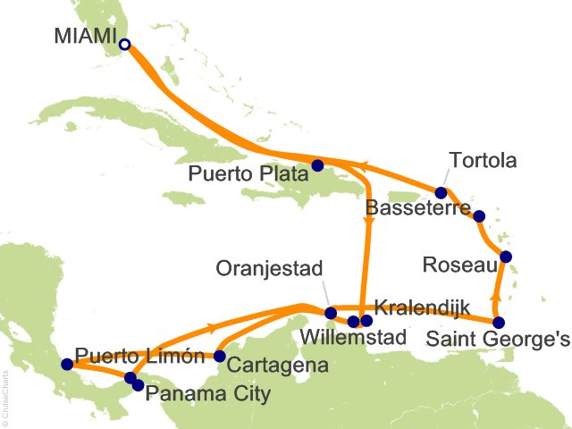 Oceania Sonata itinerary map for voyage SON290130A