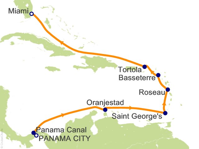 Oceania Sonata itinerary map for voyage SON290211