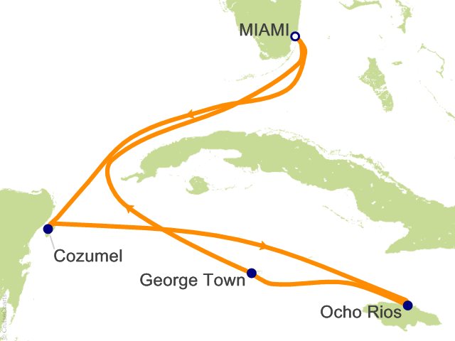 Oceania Sonata itinerary map for voyage SON290308