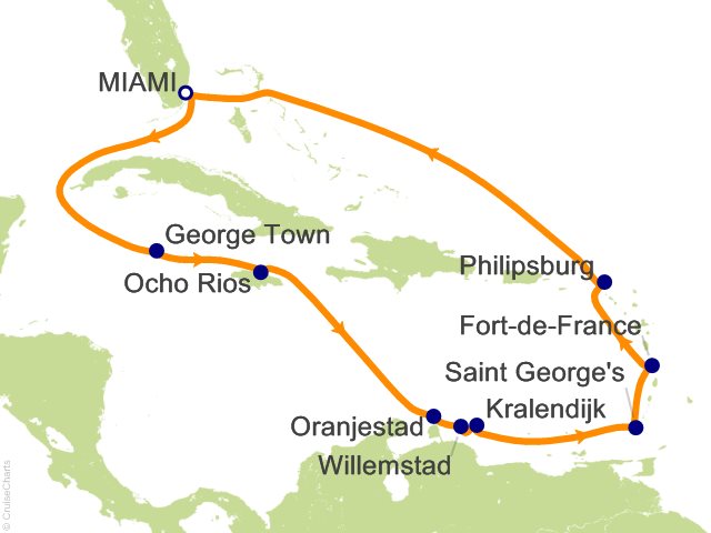 Oceania Sonata itinerary map for voyage SON290315