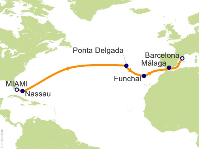 Oceania Sonata itinerary map for voyage SON290329