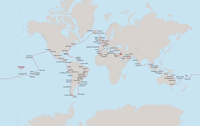 Itnerary Map for Oceania Cruises Vista Voyage ID VIS260106J