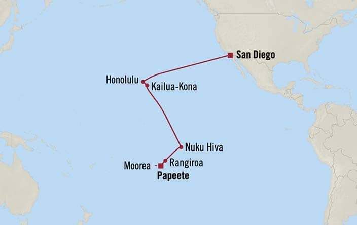 Itnerary Map for Oceania Cruises Vista Voyage ID VIS260307