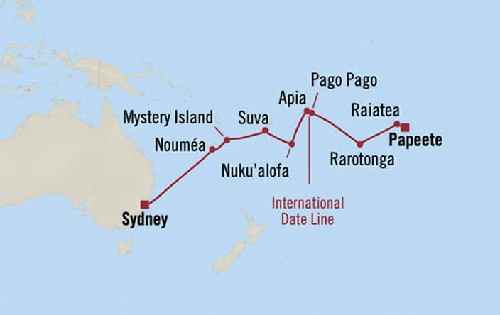 Itnerary Map for Oceania Cruises Vista Voyage ID VIS260323