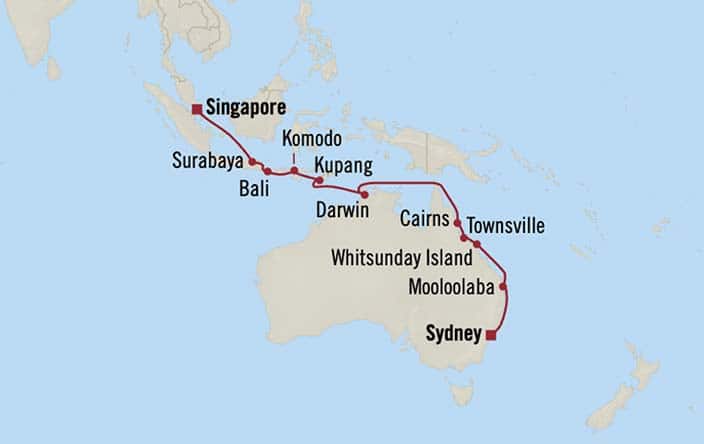 Itnerary Map for Oceania Cruises Vista Voyage ID VIS260409