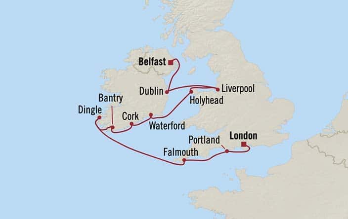 Itnerary Map for Oceania Cruises Vista Voyage ID VIS260802