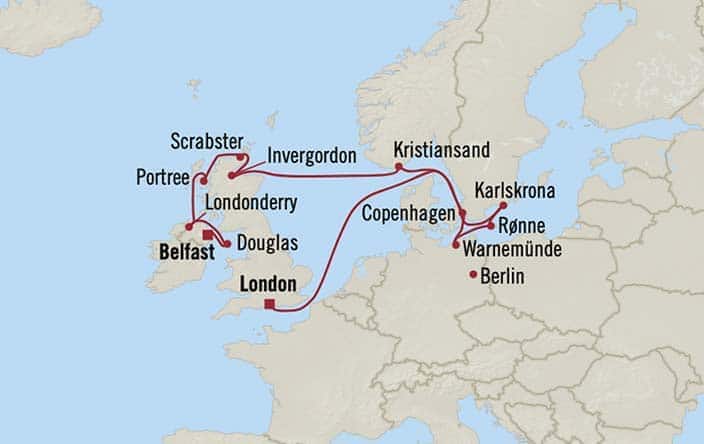 Itnerary Map for Oceania Cruises Vista Voyage ID VIS260812