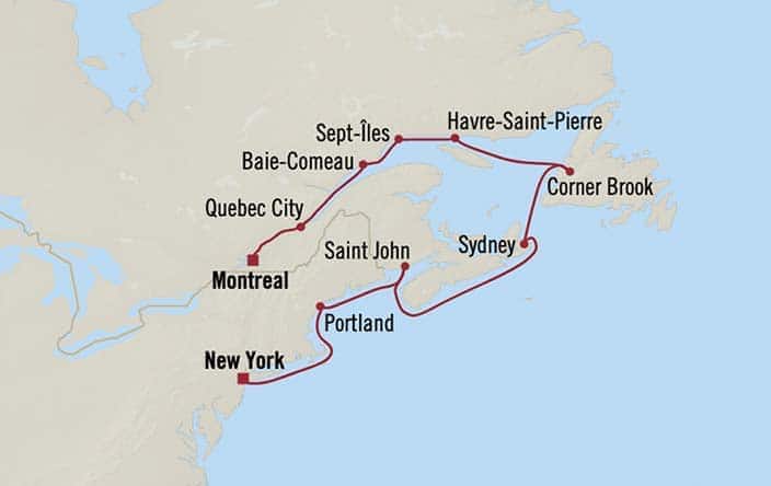 Itnerary Map for Oceania Cruises Vista Voyage ID VIS260925