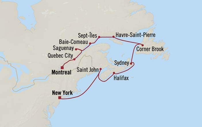 Itnerary Map for Oceania Cruises Vista Voyage ID VIS261017