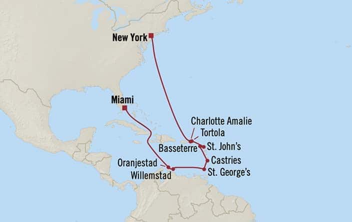 Itnerary Map for Oceania Cruises Vista Voyage ID VIS261028