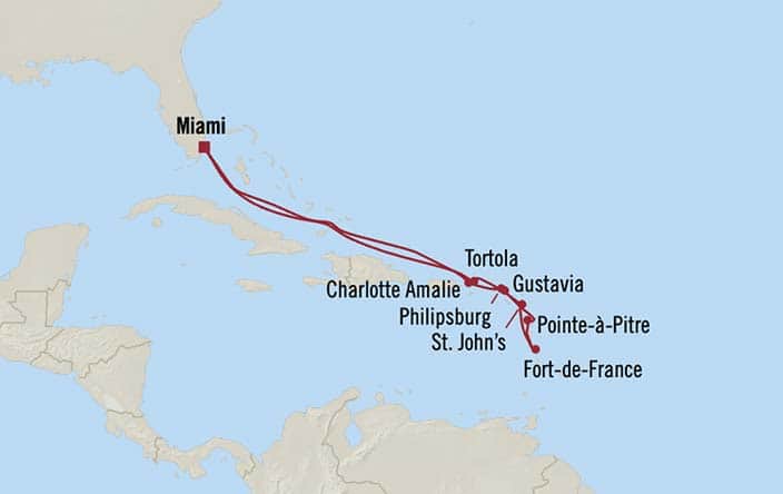 Itinerary Map for Oceania Cruises Voyage ID VIS261125