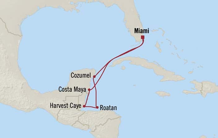 Itinerary Map for Oceania Cruises Voyage ID VIS261207