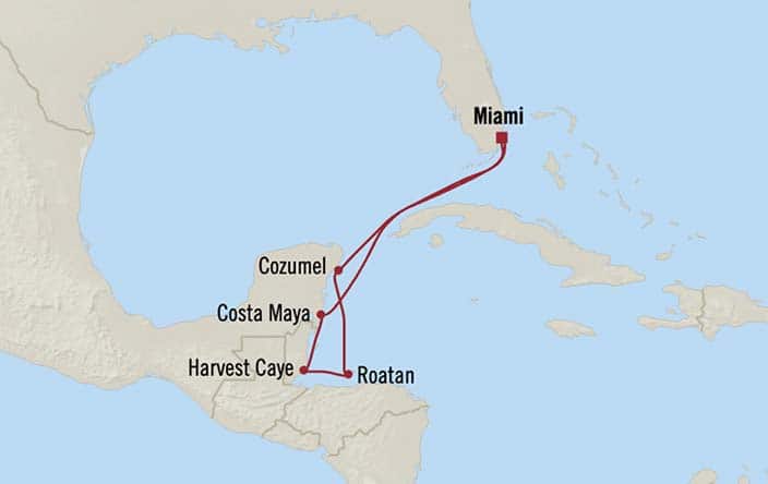 Itinerary Map for Oceania Cruises Voyage ID VIS261214
