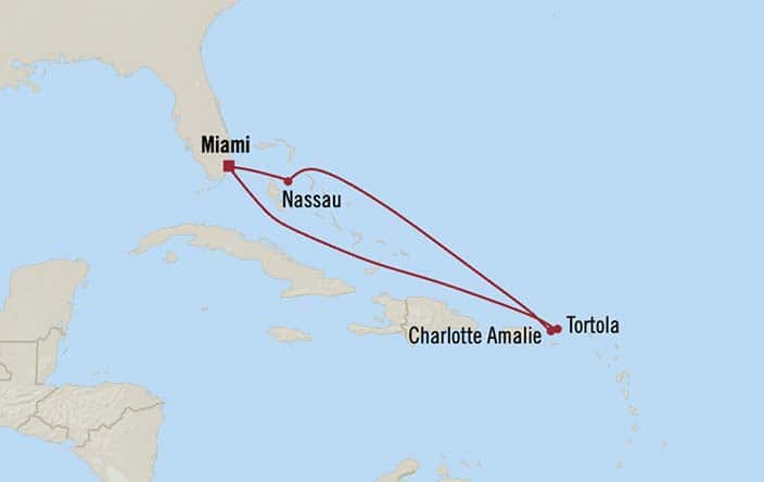 Itinerary Map for Oceania Cruises Voyage ID VIS261221