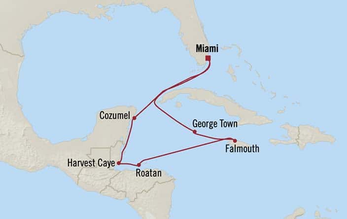 Itinerary Map for Oceania Cruises Voyage ID VIS261228