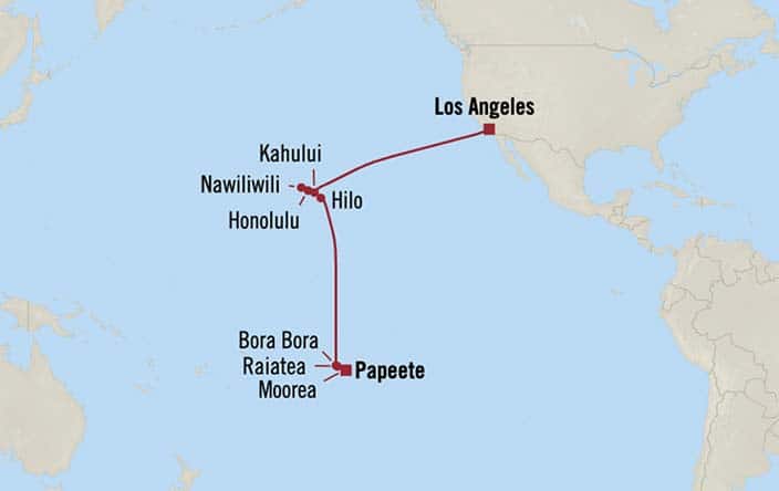 Itinerary Map for Oceania Cruises Voyage ID VIS270121