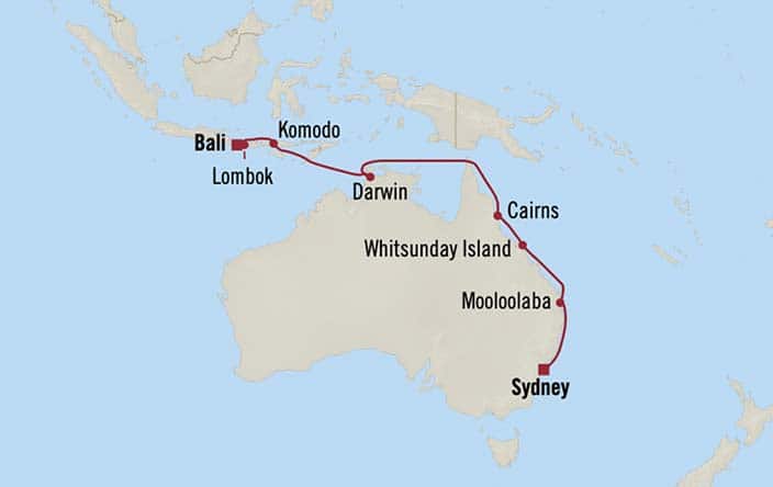 Itinerary Map for Oceania Cruises Voyage ID VIS270226