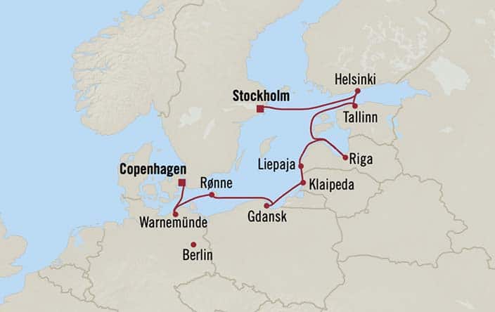 Itinerary Map for Oceania Cruises Voyage ID VIS270727