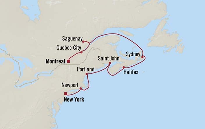 Itinerary Map for Oceania Cruises Voyage ID VIS270907